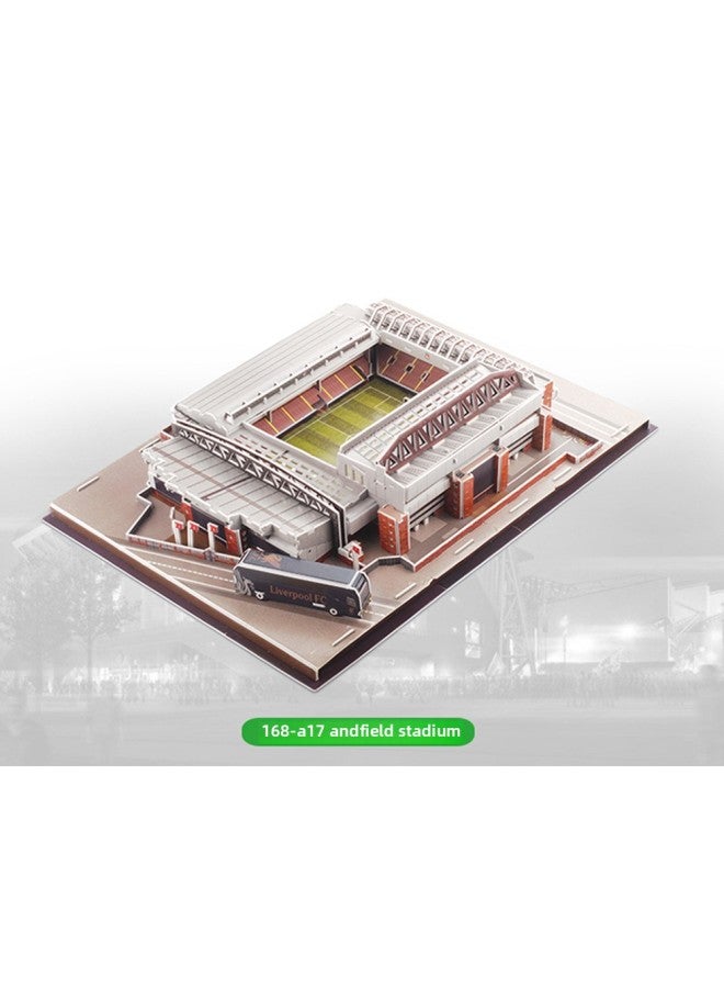 Jurong Puzzle Stereo 3D Model Soccer Field Assembled Small Toys Children Adult Thinking Enlightenment Puzzle-Color:Anfield Stadium - Image 1